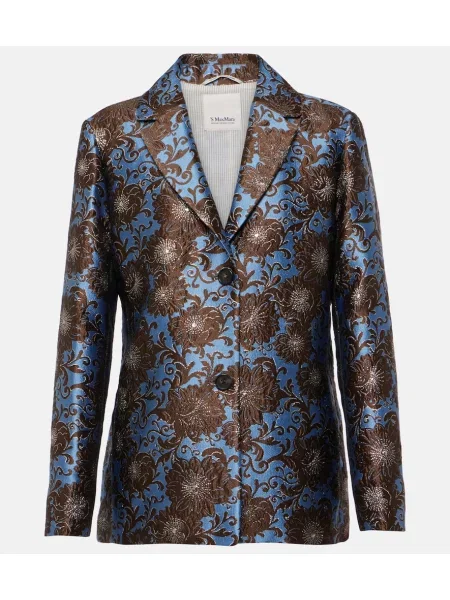 Sacou 's Max Mara cu model floral din jacard maro