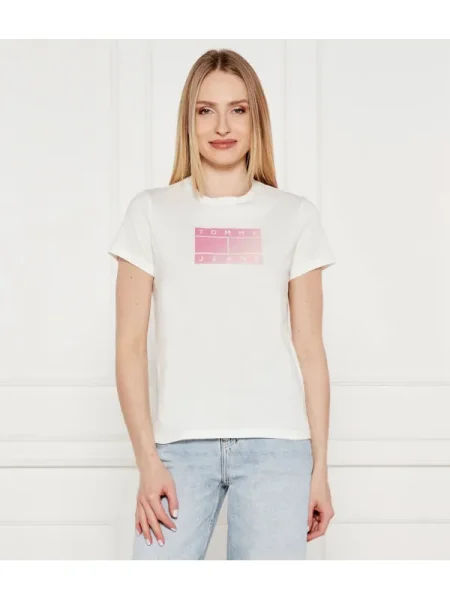 Tommy Jeans Póló Gradient Flag Regular Fit fehér