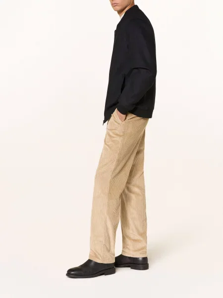 Profuomo Manšestrové Kalhoty Loose Fit béžová