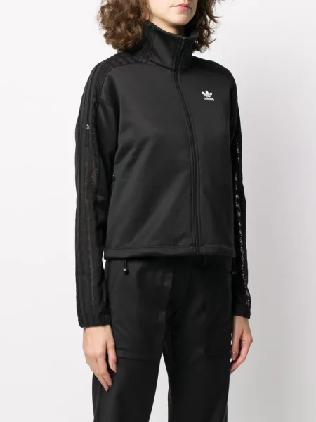 Pruhované krajkové pruhované tričko Adidas s vázáním šedé