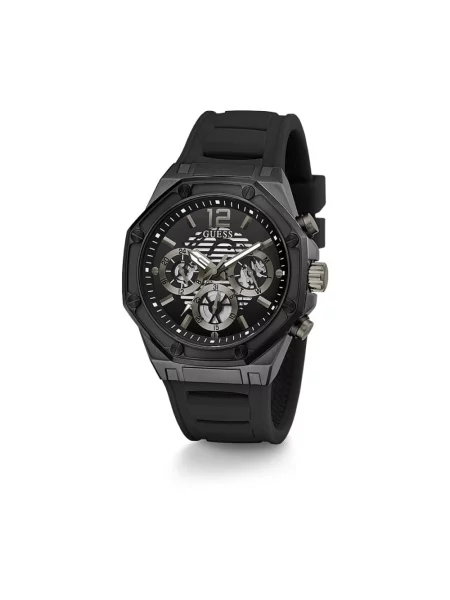 Lniany zegarek Guess czarny