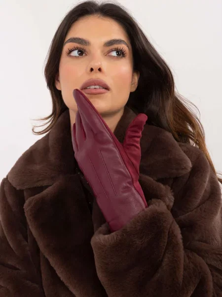 Rękawiczki Wool Fashion Italia bordowe