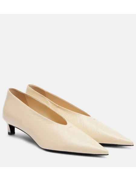 Pantofi cu toc Jil Sander din piele alb