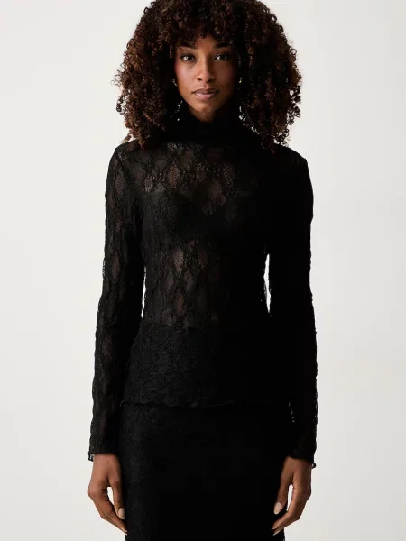 Twinset bluză pentru femei din dantelă negru