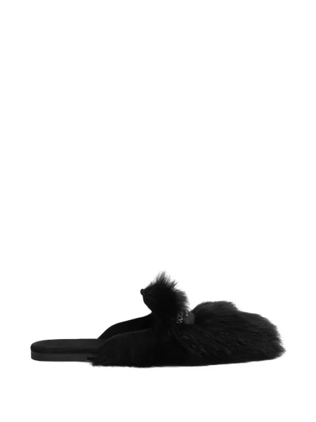 Blană papuci tip mules Dolce & Gabbana negru