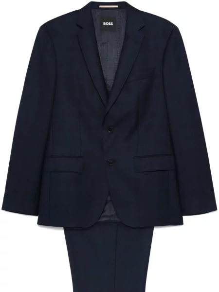 Kostkovaný oblekový oblek Boss modrý