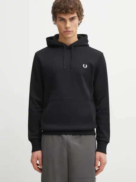 Bluza z kapturem Fred Perry z kapturem z logo czarna