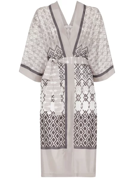 Top Brunello Cucinelli de mătase cu imagine cu imprimeu geometric