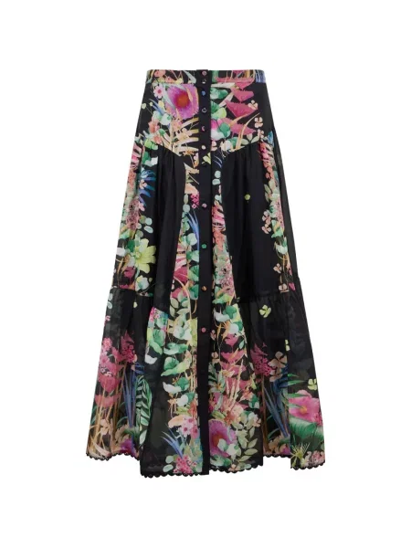 Květinové maxi maxi sukně Charo Ruiz Ibiza s potiskem černé