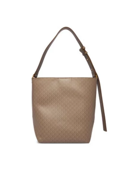 Ročna torba Calvin Klein Emblem Aop Medium Bucket bež