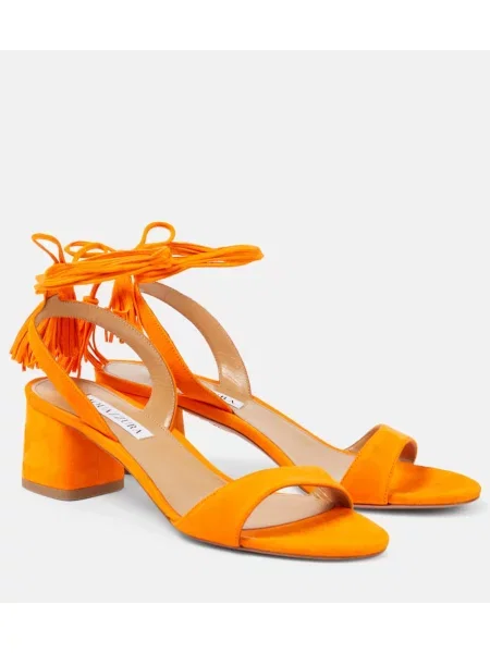 Sandale Aquazzura din piele de căprioară portocaliu