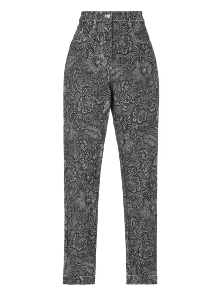 Pantaloni Temperley London cu model floral cu imagine negru