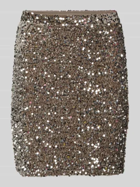 Spódnica midi o kroju podkreślającym sylwetkę z cekinowym obszyciem model ‘KAM’ Pieces