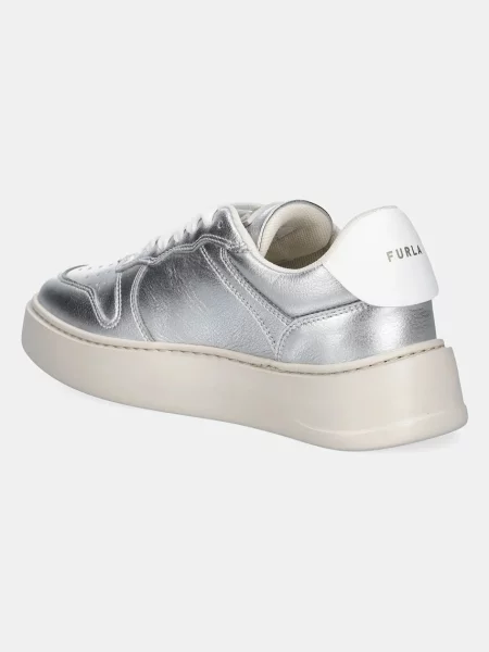 Šněrovací kožené tenisky Furla stříbrné