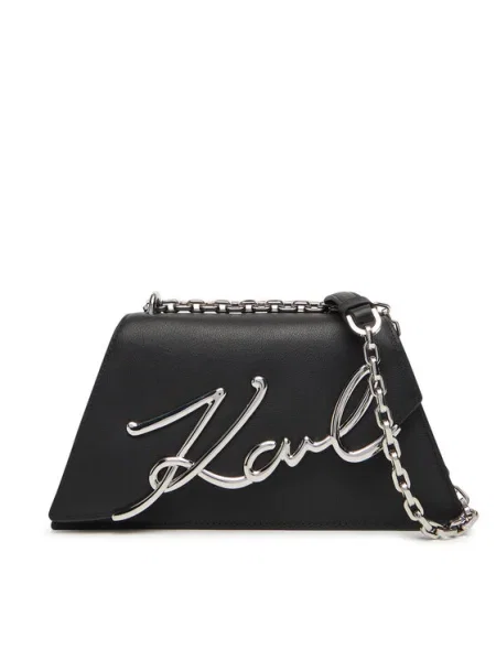 Кожена чанта Karl Lagerfeld K/SIGNATURE черно