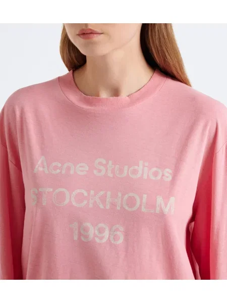 Tricou Acne Studios din jerseu cu autograf roz