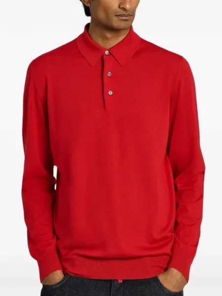 Lung tricou polo Kiton roșu