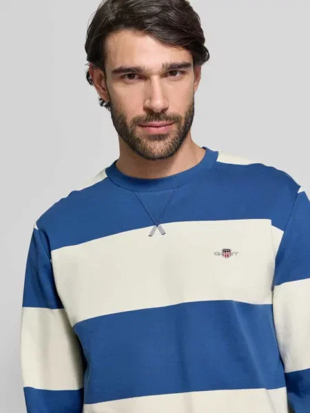Bluza o kroju regular fit z imitacji dzianiny Gant niebieska