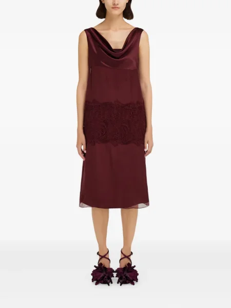 Rochie midi Ferragamo din dantelă până la genunchi de costum roșu