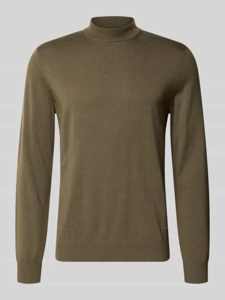 Sweter o kroju regular fit z czystej żywej wełny model Davide' Joop! Collection oliwkowy