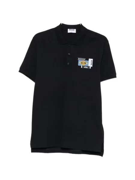 Tricou polo Moschino cu autograf albastru