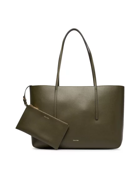 Calvin Klein Τσάντα Foil Logo Tote W/Pouch Σκούρο πράσινο