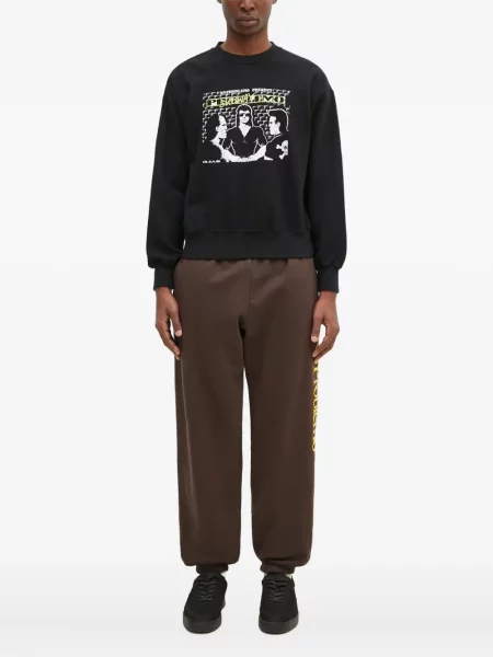 Hanorac crewneck Aries cu imagine negru