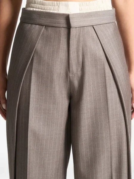 Pantaloni Manière De Voir din satin cu dungi maro