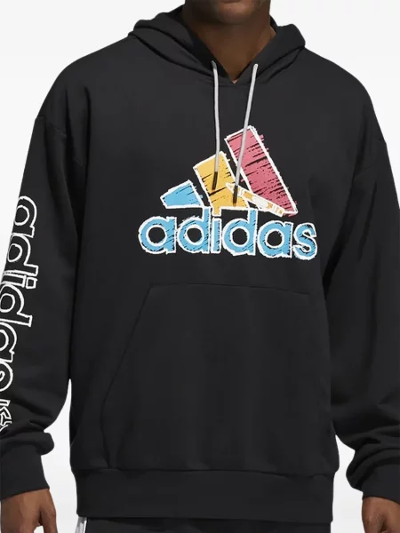 Tricou polo Adidas cu dungi alergare cu autograf negru