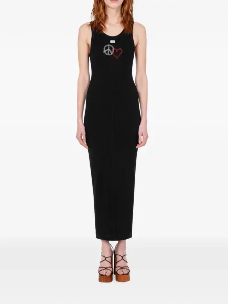 Rochie Love Moschino cu broderie stretch negru