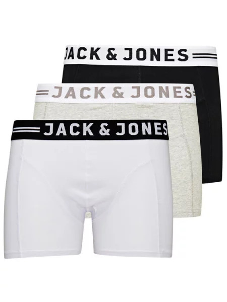 JACK & JONES Boxer trumpikės Sense margai pilka / juoda balta