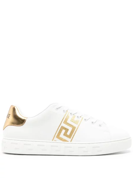Sneakerși Versace cu broderie din piele alb