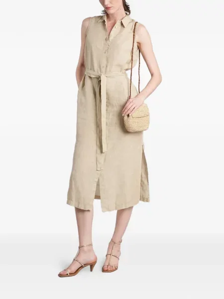 Cu centură rochie midi 120% Lino fără mâneci