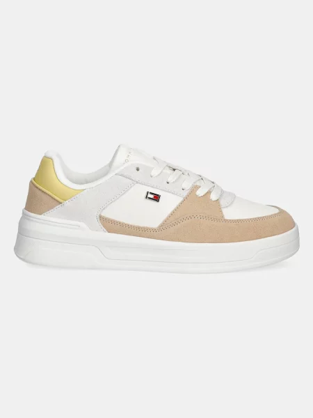 Tommy Hilfiger Usnjene superge ESSENTIAL BASKET SNEAKER bež