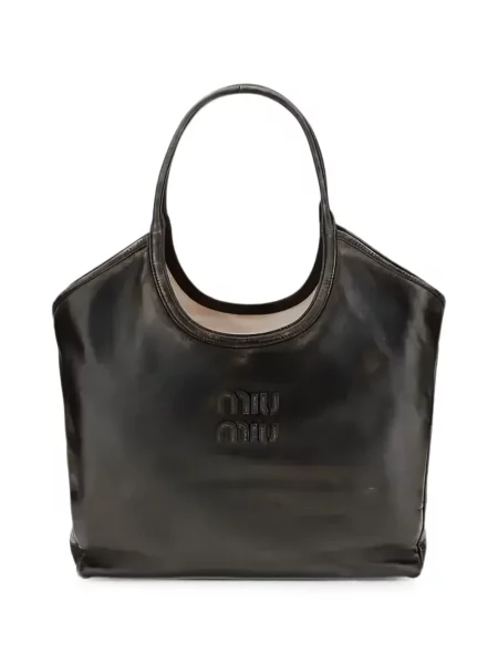Geantă shopper Miu Miu cu autograf negru