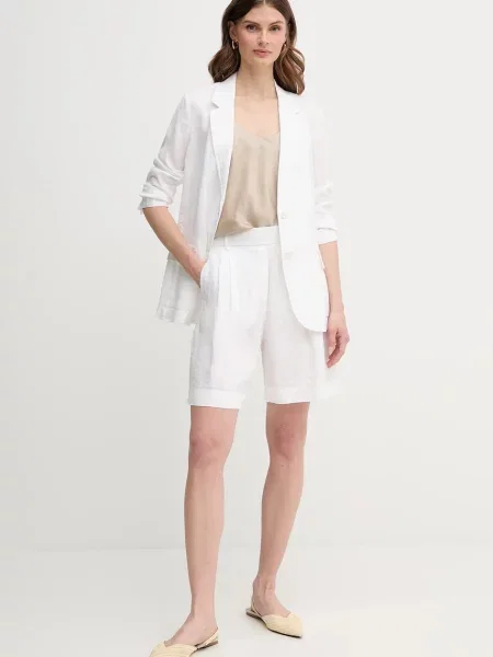 Льняний жакет United Colors of Benetton однобортний однотонна зелений