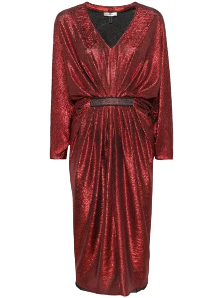 Rochie midi Nissa drapată până la genunchi de costum roșu