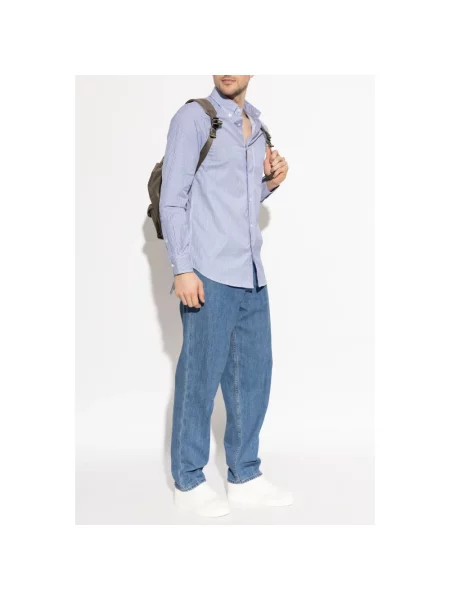 Koszula Emporio Armani w paski z paskiem niebieska