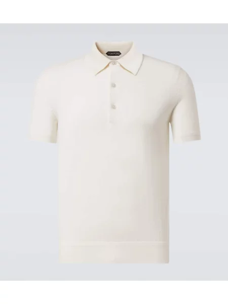Polo Tom Ford de mătase alb