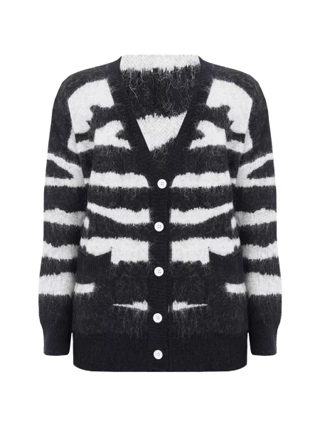 Cardigan Acupuncture cu model zebră negru