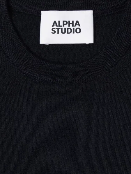 Pulover Alpha Studio cu decolteu rotund albastru