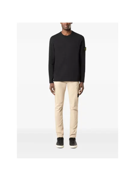 Sweter Stone Island wełniany z okrągłym dekoltem z kamieniami czarny