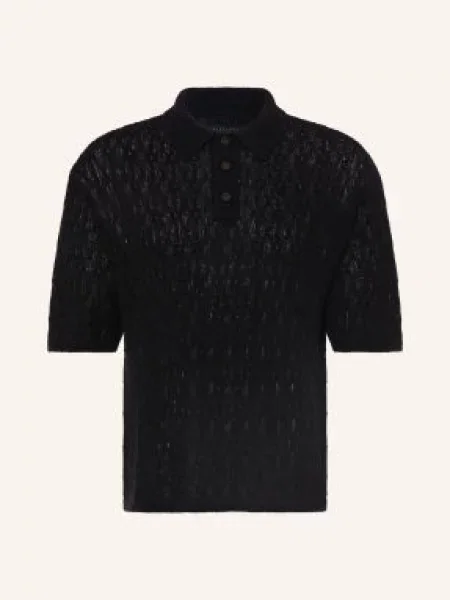 Allsaints Koszulka Polo Z Dzianiny Cyclone schwarz czarna