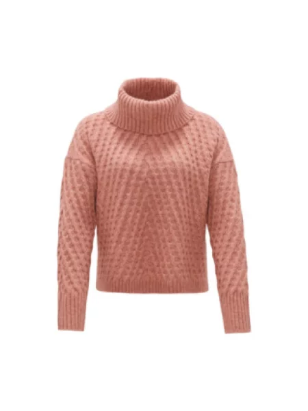 Golf sweter z golfem Opus wełniany różowy