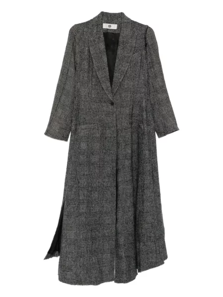 Płaszcz Marc Le Bihan w kratkę jednorzędowy czarny