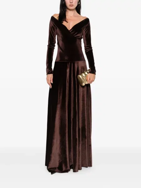 Rochie Atu Body Couture de catifea maro