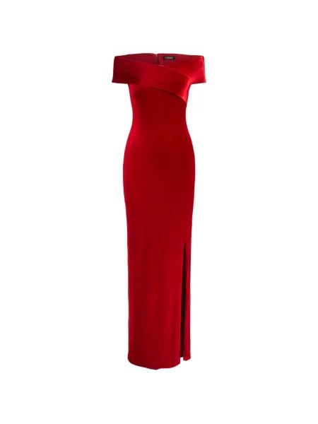 Rochie maxi Lauren Ralph Lauren de catifea roșu