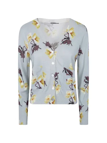 Cardigan In Bed With You cu model floral cu decolteu în V albastru