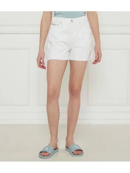 Calvin Klein Jeans De blugi pantaloni scurți | Mom Fit alb
