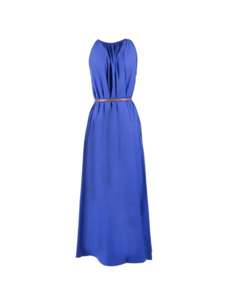 Cu centură rochie maxi Max Mara albastru